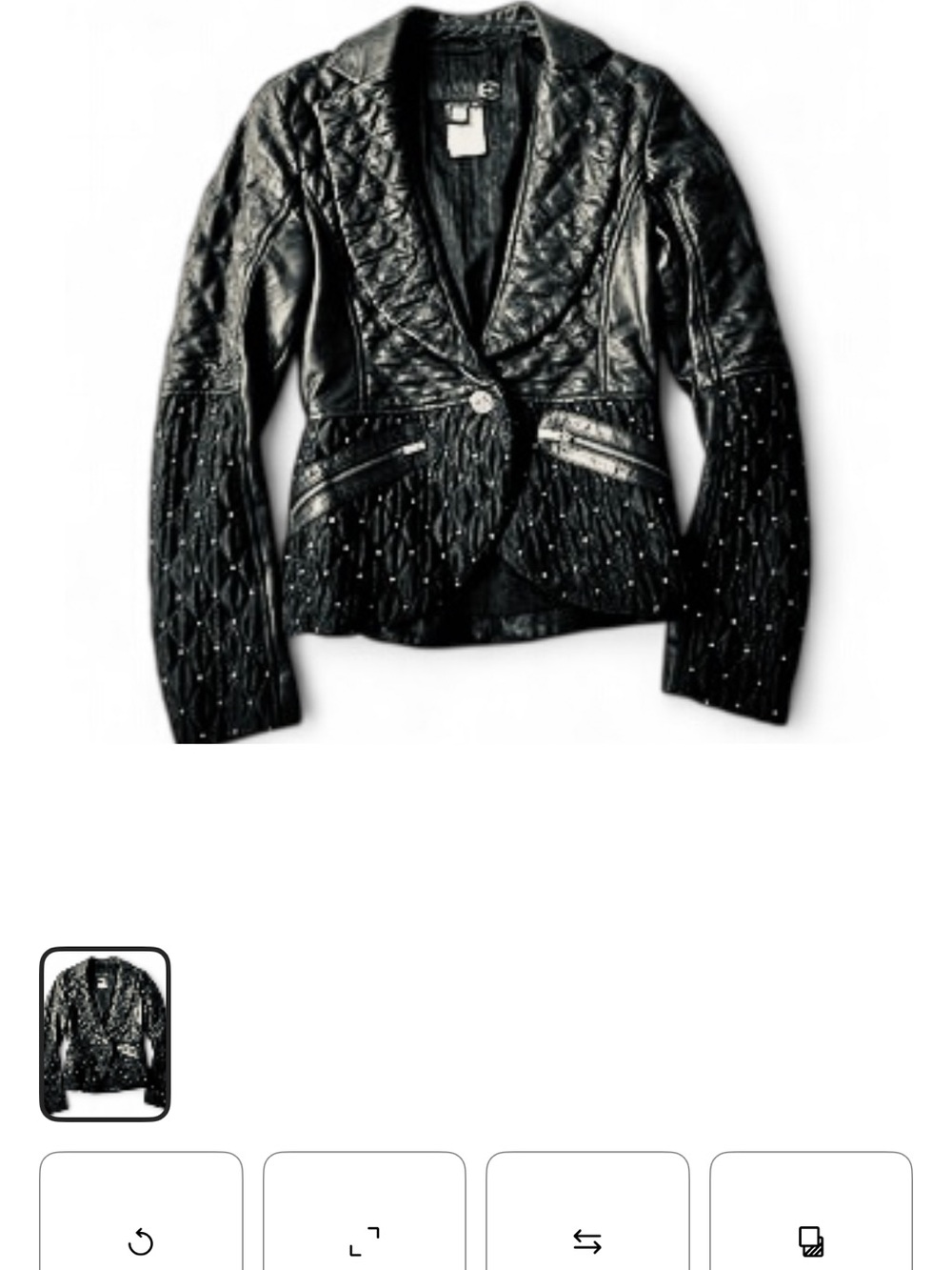 Roberto Cavalli Black Quilted Studded Leather Jacket